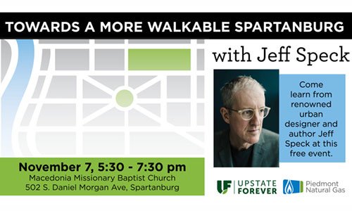 Walkability expert Jeff Speck to speak in Spartanburg Nov. 7
